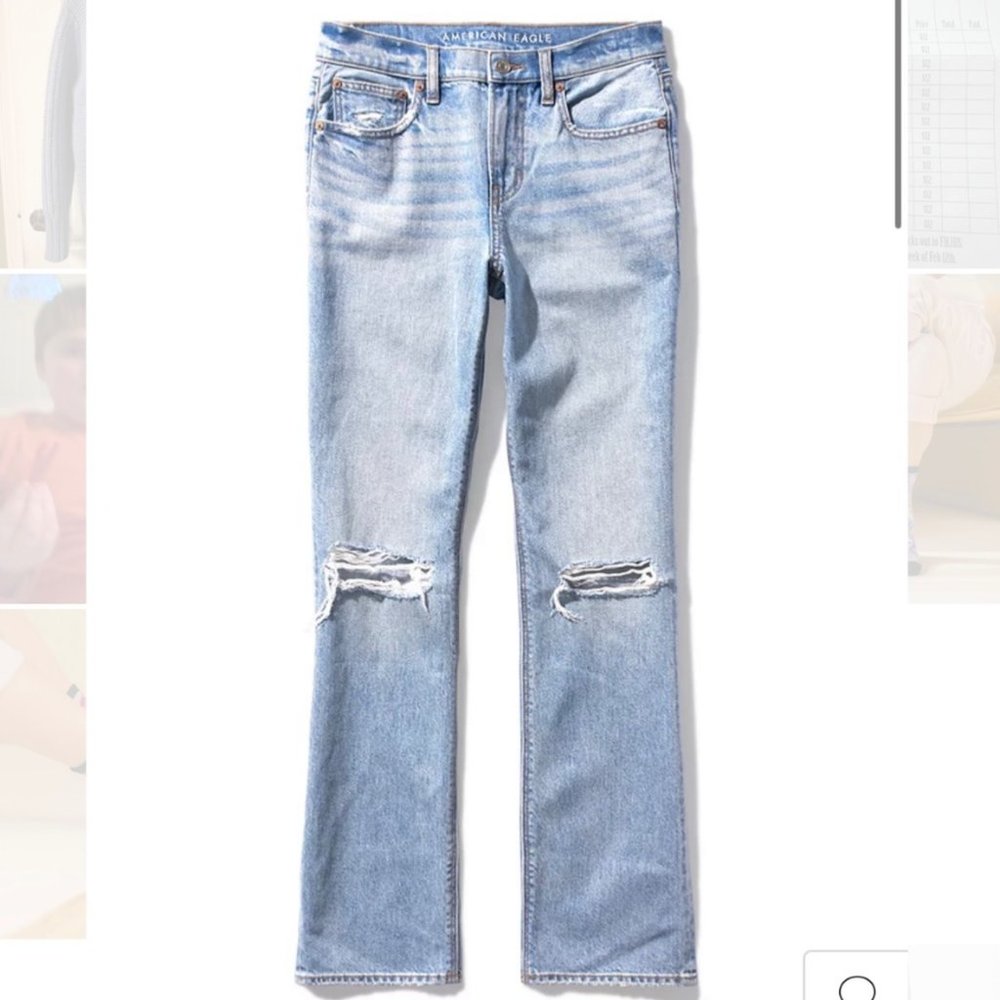 American Eagle | 90s Bootcut Light Wash Distressed Denim Jean Womens 6 30 x 31.5